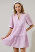 Hadi Eyelet Dixie Split Neck Shift Dress